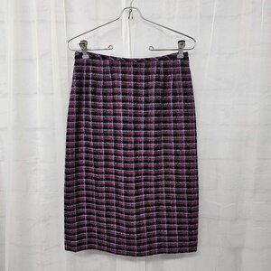 Vintage Le Suit Purple Black Skirt Plaid Tweed Office 6